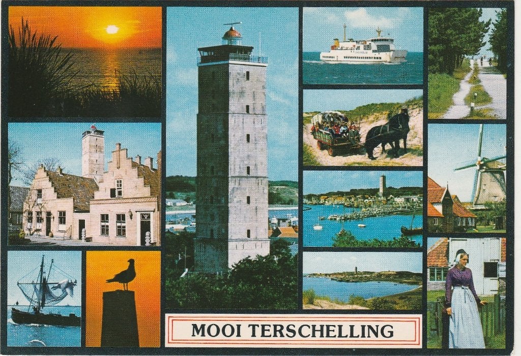 TERSCHELLING Avond Gevels Vuurtoren Klederdracht, Verzenden, 1980 tot heden, Ongelopen, Waddeneilanden