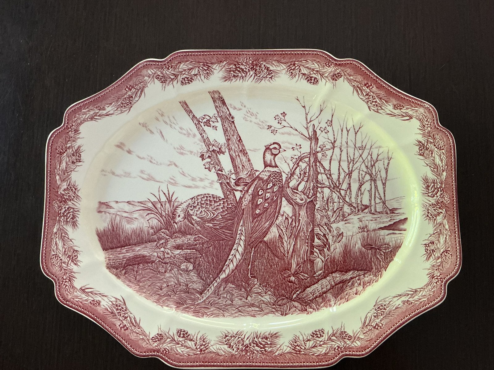 Zeer grote  Wedgwood Royal Game serveerschaal met fazanten, Ophalen, Zo goed als nieuw, Keramiek, Schaal of Schalen