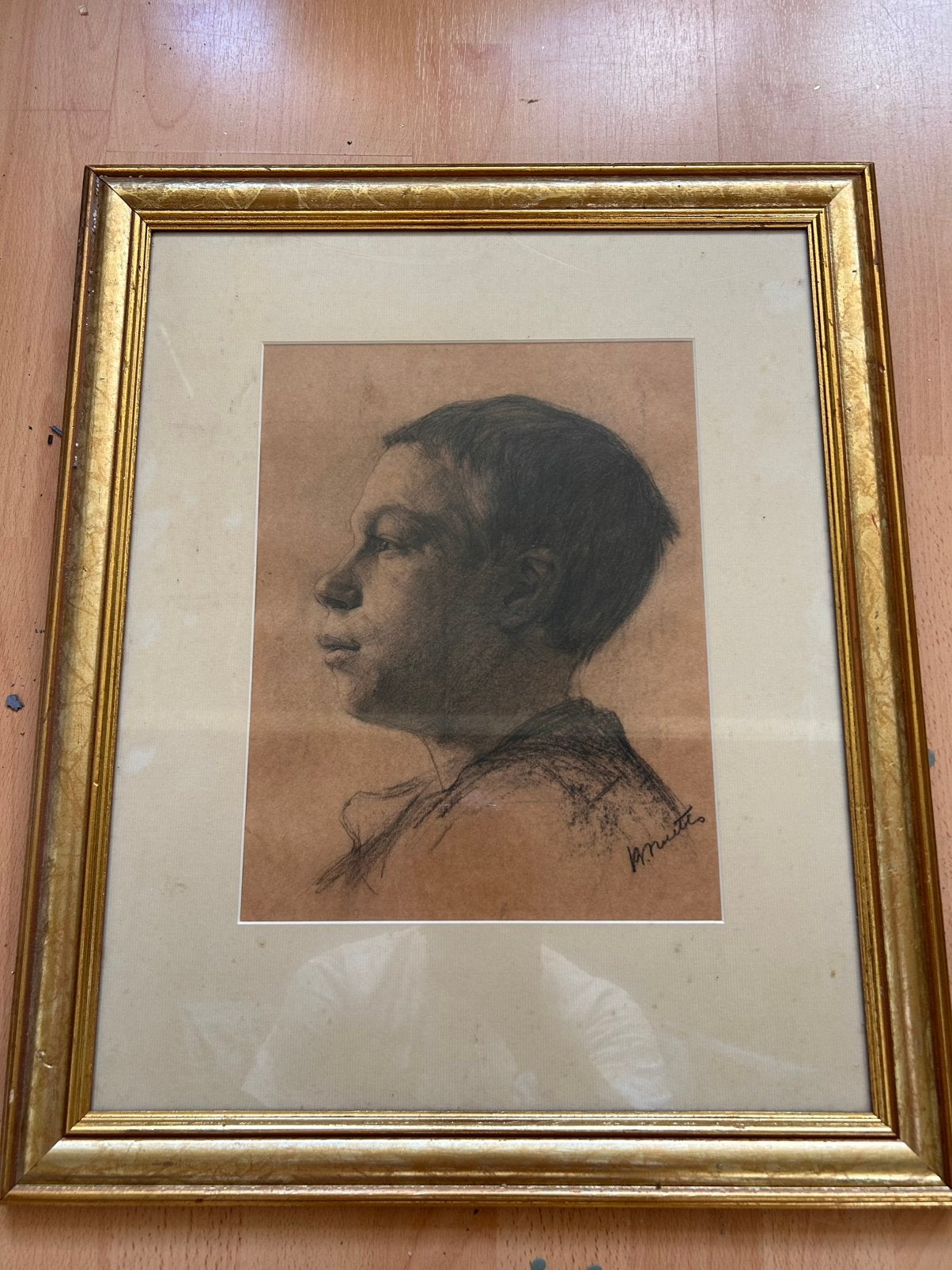 houtskoolportret "Jongen en profil" – A.G. Dieperink, Ophalen