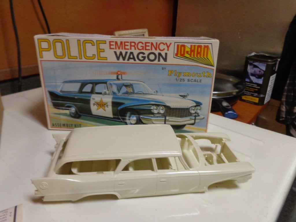 Jo-han Plymouth  police wagon 1/25, Overige merken, Auto, Verzenden, Groter dan 1:32