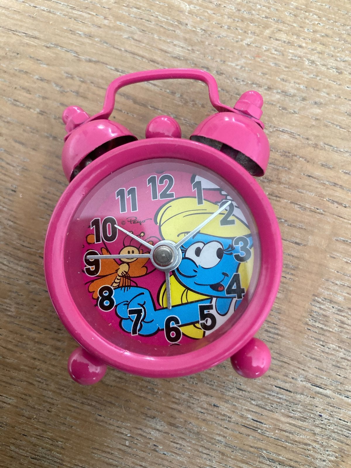 Nieuwe Smurfin mini wekker - Roze en vrolijk!, W, Analoog, Werkt op batterijen, Nieuw