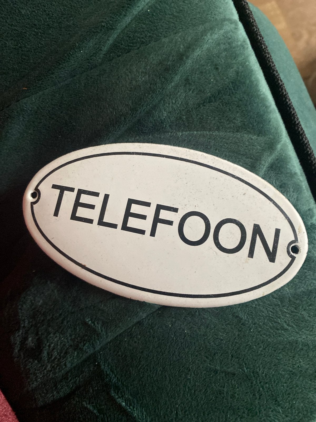 Vintage geëmailleerd 'TELEFOON' bordje, Antiek en Kunst, Ophalen of Verzenden