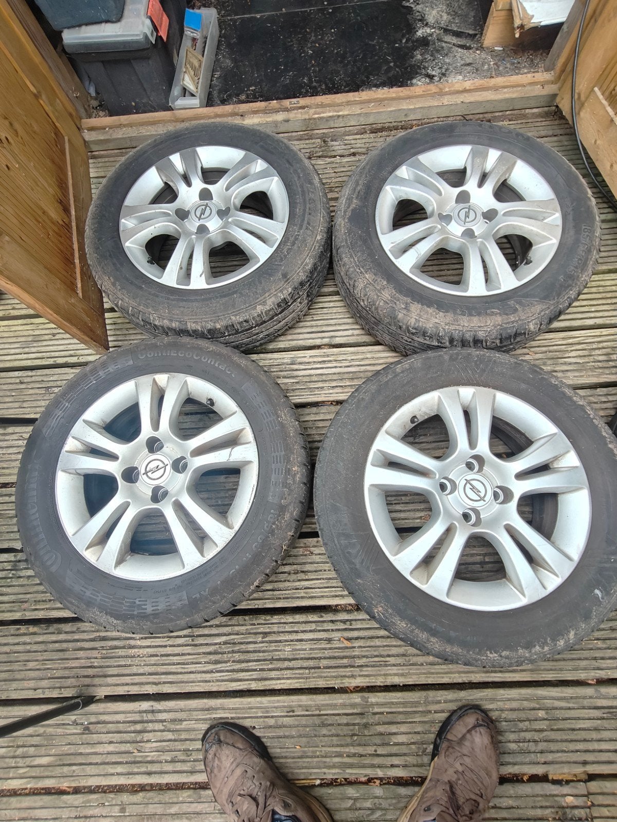 banden met velgen voor Opel o.a. steek 4 x100 185/65/15R, Ophalen, Gebruikt