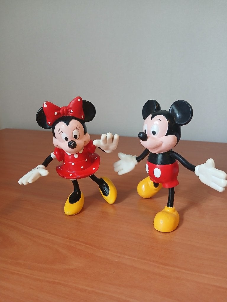 Vintage Mickey en Minnie Mouse buigbare poppetjes, Ophalen of Verzenden, Mickey Mouse, Zo goed als nieuw, Beeldje of Figuurtje