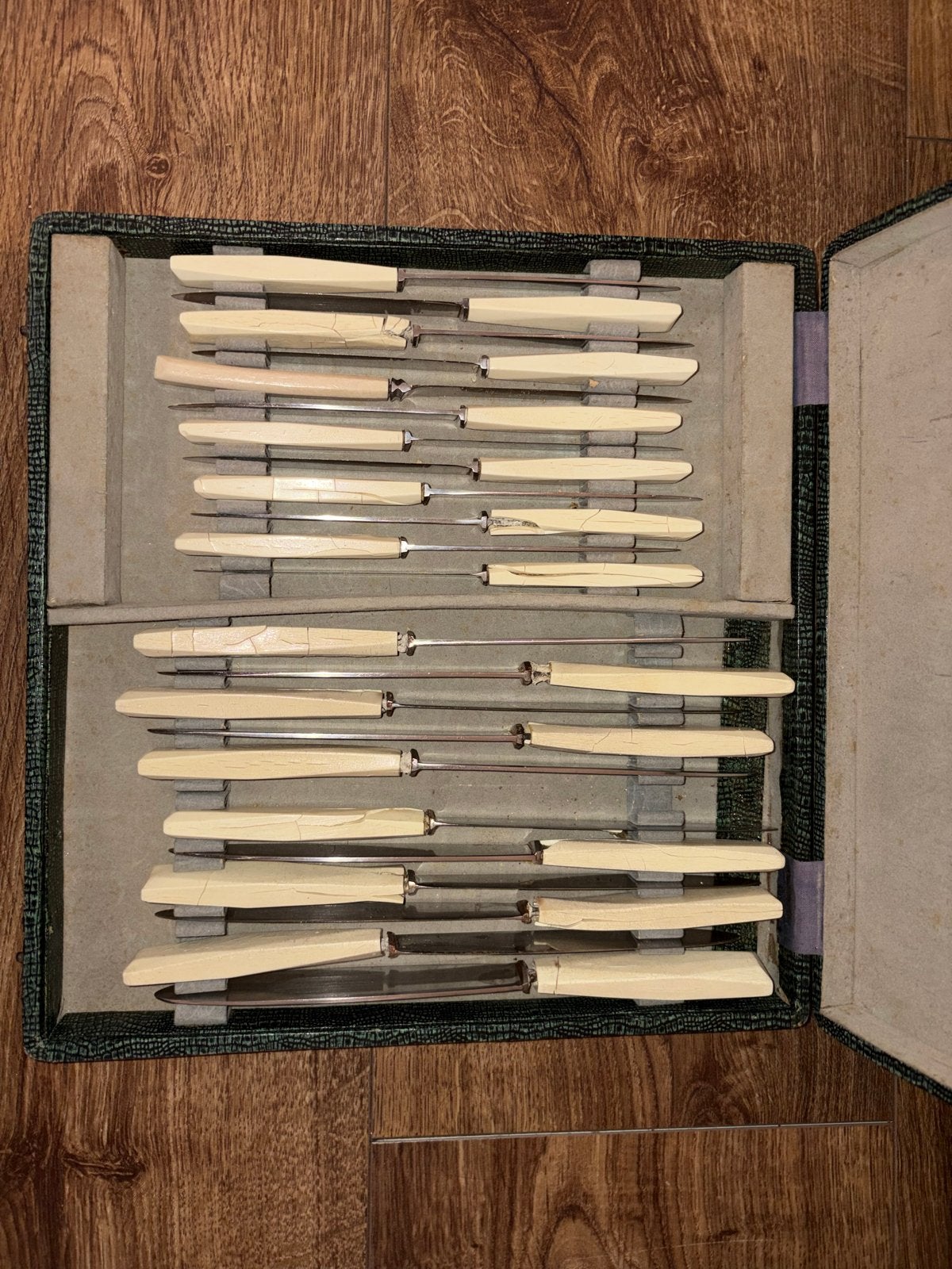 Antieke verzilverde bestekcassette 84, Ophalen of Verzenden