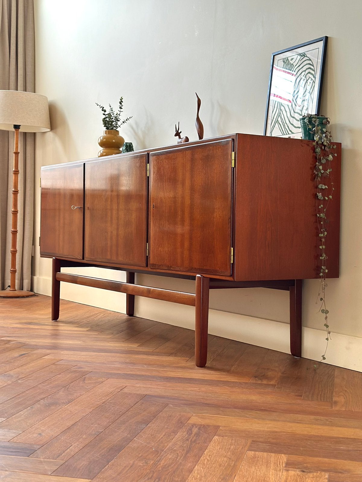 Vintage dressoir Ole Wanscher design hout jaren 50/60/70, Ophalen, Gebruikt, 150 tot 200 cm, Met lade(s)