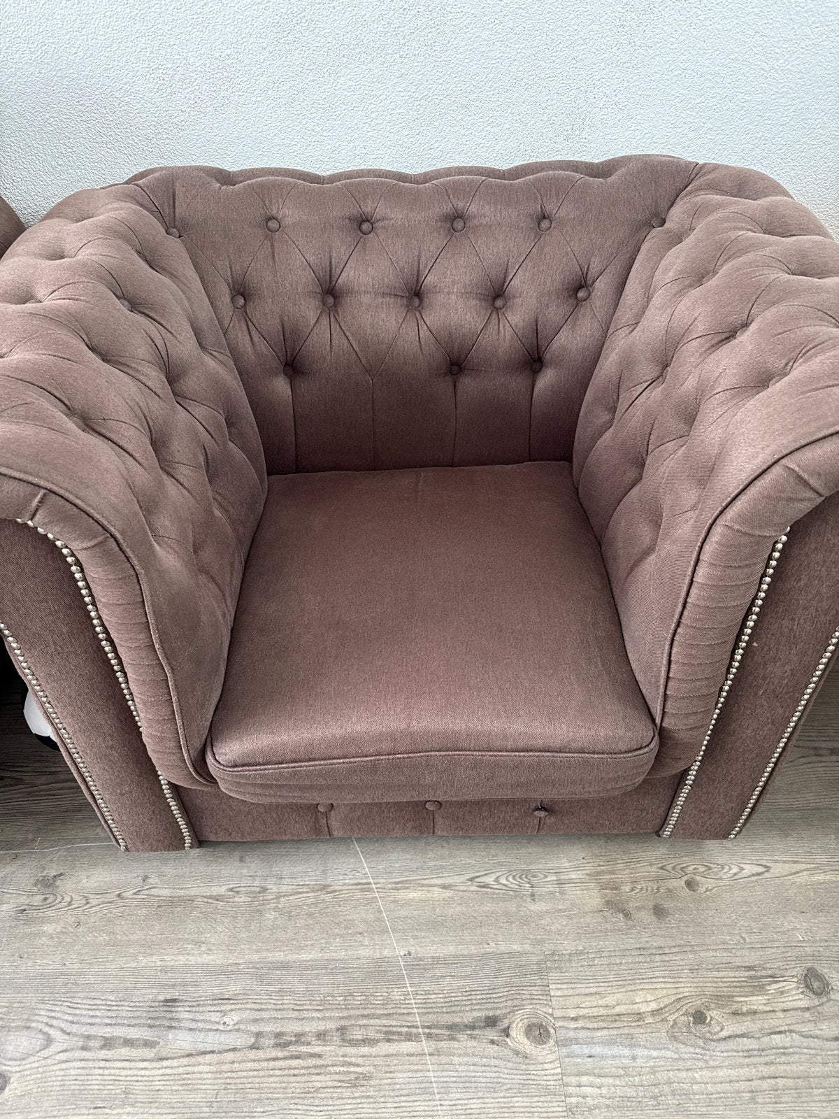 Vandaag ophalen!3+1 bankstel en fauteuil met knopen en studs, Ophalen, Gebruikt, Eenpersoons, 75 tot 100 cm