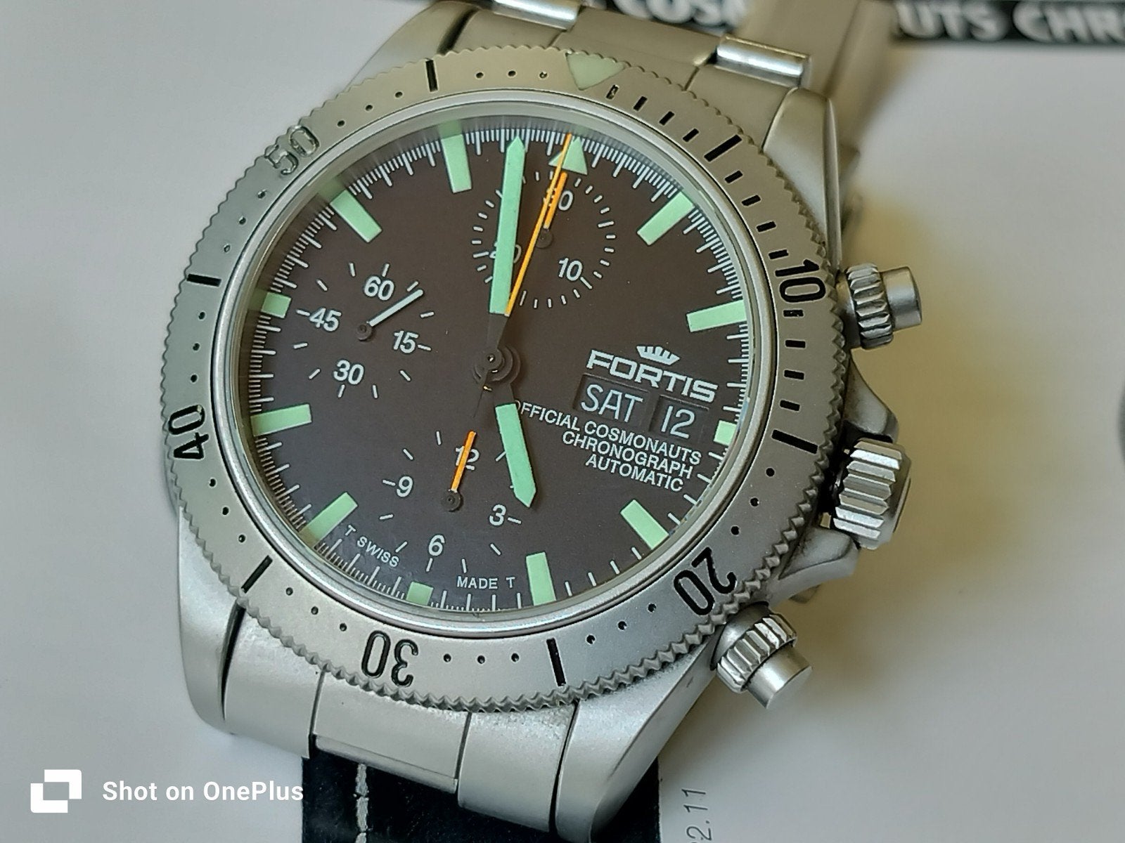 Uniek Fortis Cosmonauts Chronograph Horloge Full-set, Overige merken, Staal, Staal, Polshorloge