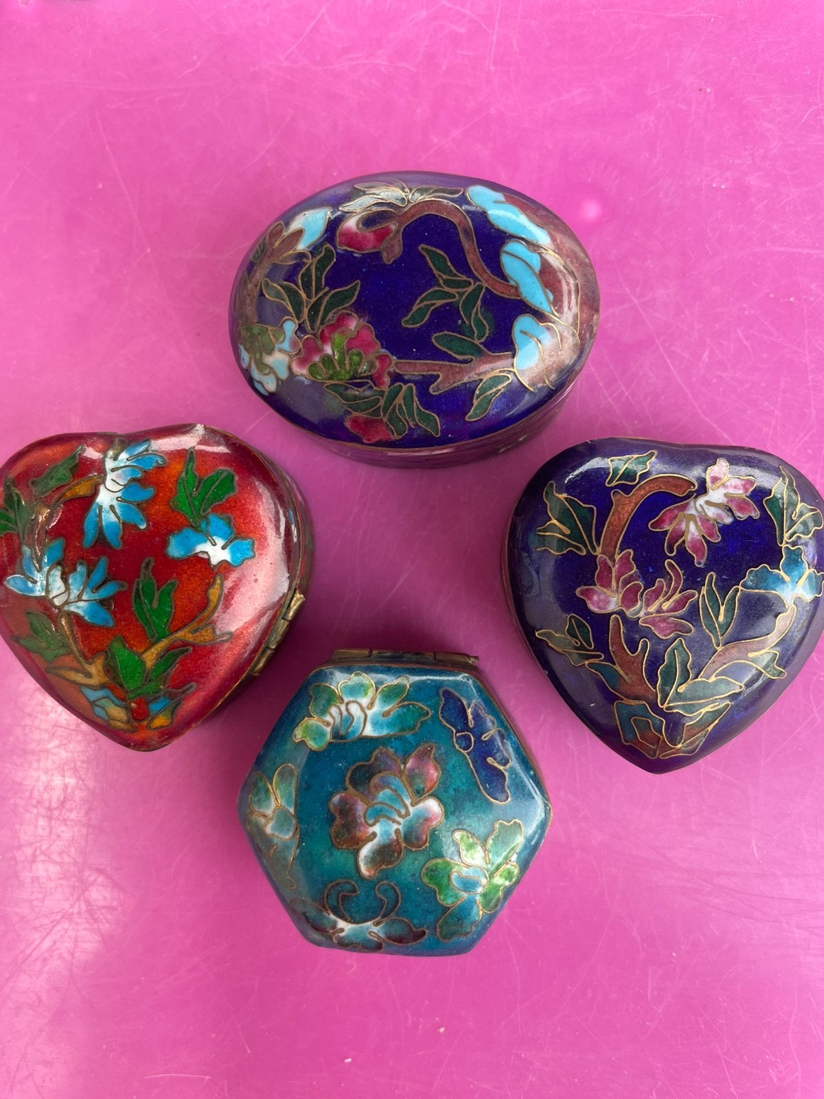 4 cloisonnee doosjes. Zie beschrijving, Verzamelen, Ophalen of Verzenden, Zo goed als nieuw