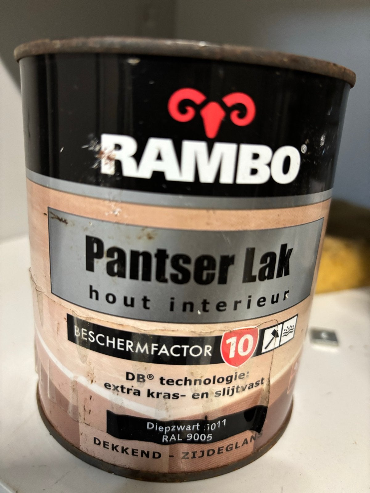 Rambo Pantser Lak Hout Interieur - Diepzwart RAL 9005, Ophalen of Verzenden, Gebruikt