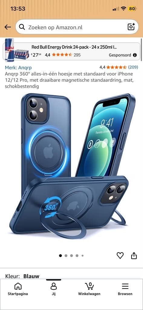 Anqrp iPhone 12/12 Pro hoesje met standaard en MagSafe, Telecommunicatie, Mobiele telefoons | Hoesjes en Frontjes | Apple iPhone