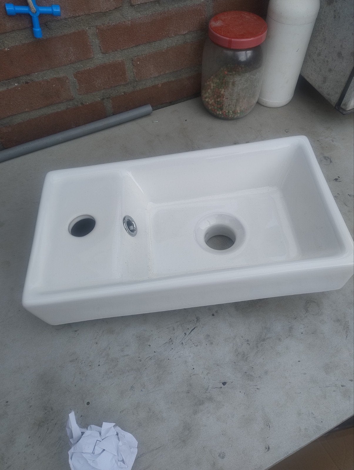 Compact wit WC fonteintje voor op kastje of op beugels, Ophalen of Verzenden, Nieuw, Wastafel