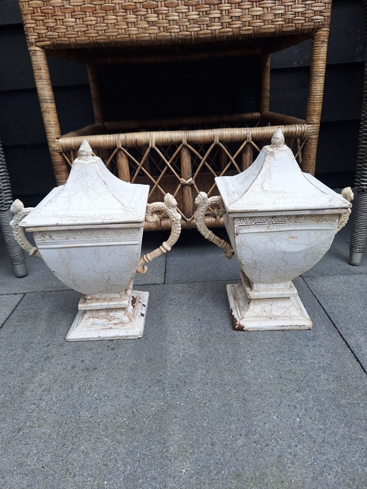 Set van 2 decoratieve urnen met deksel, brocante stijl, Ophalen