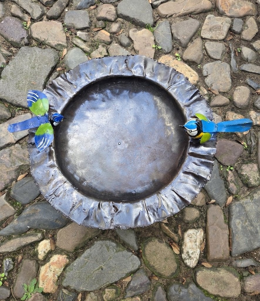 VOGELSCHAAL MEESJES OP STEKER - HAND MADE - STREET ART, Ophalen of Verzenden, Nieuw