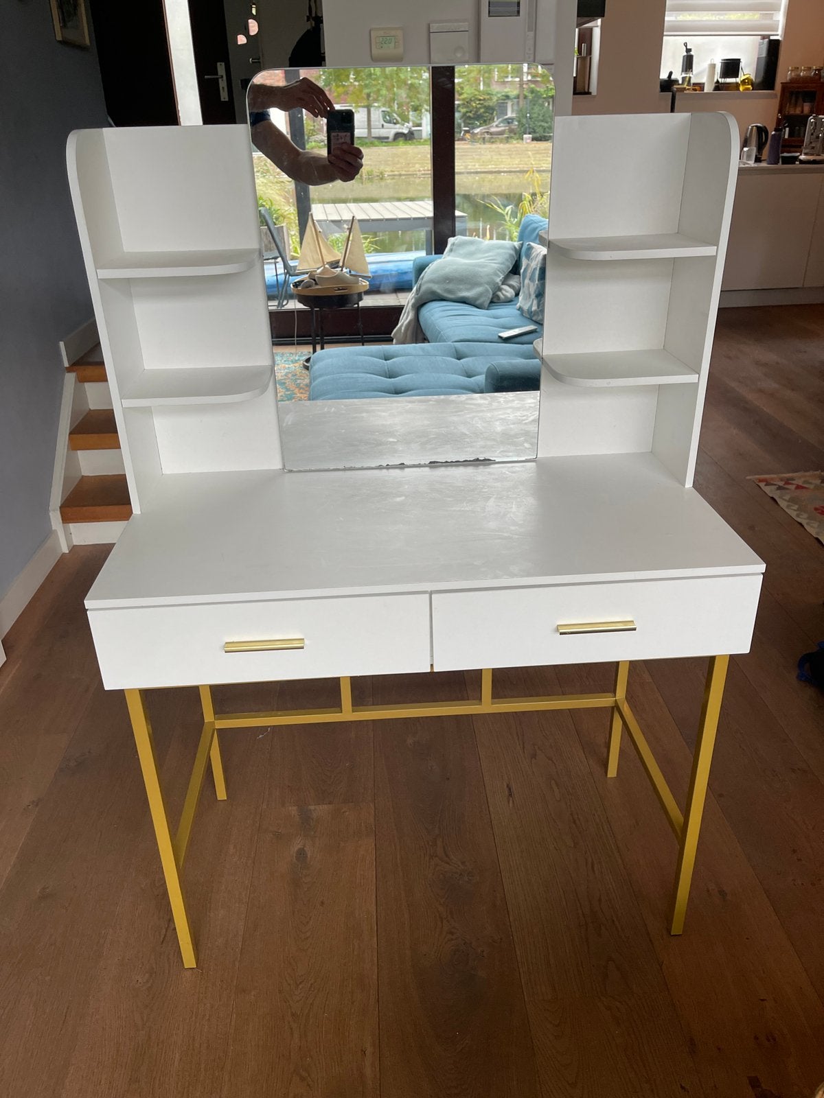 Kaptafel wit met goud, Ophalen, Gebruikt, 50 tot 100 cm, Minder dan 100 cm