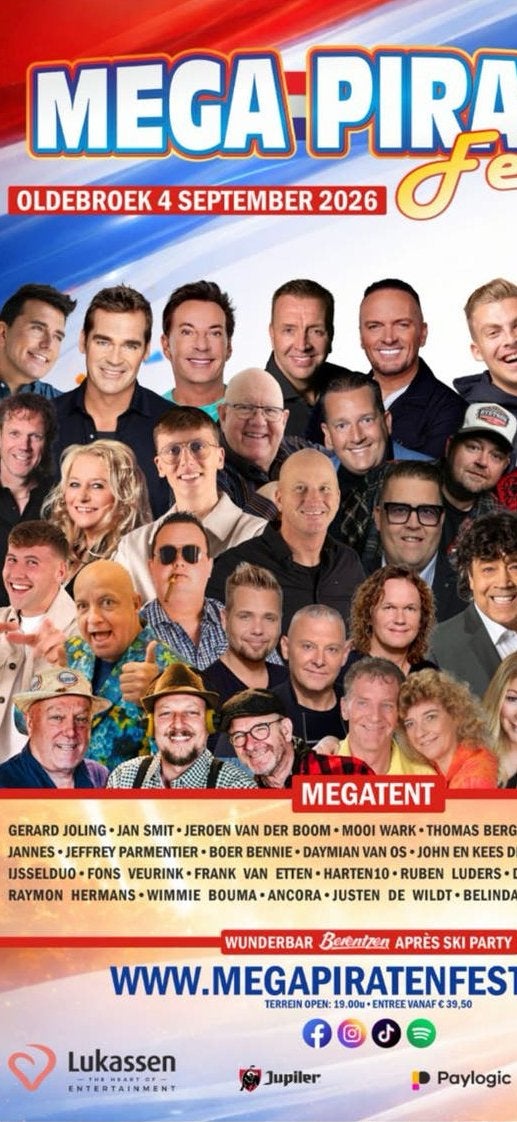 2 kaarten mega piraten festijn oldebroek 4 september, Twee personen, September, Levenslied