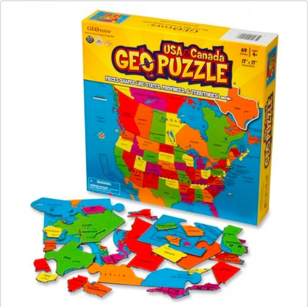 TE KOOP GEVRAAGD.    GEO-PUZZEL USA/CANADA, Ophalen, 500 t/m 1500 stukjes, Zo goed als nieuw