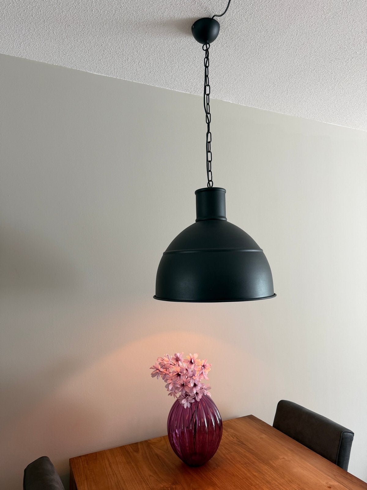 Zwarte industriële hanglamp incl. lichtbron, Ophalen, Gebruikt, E27 (groot), Metaal