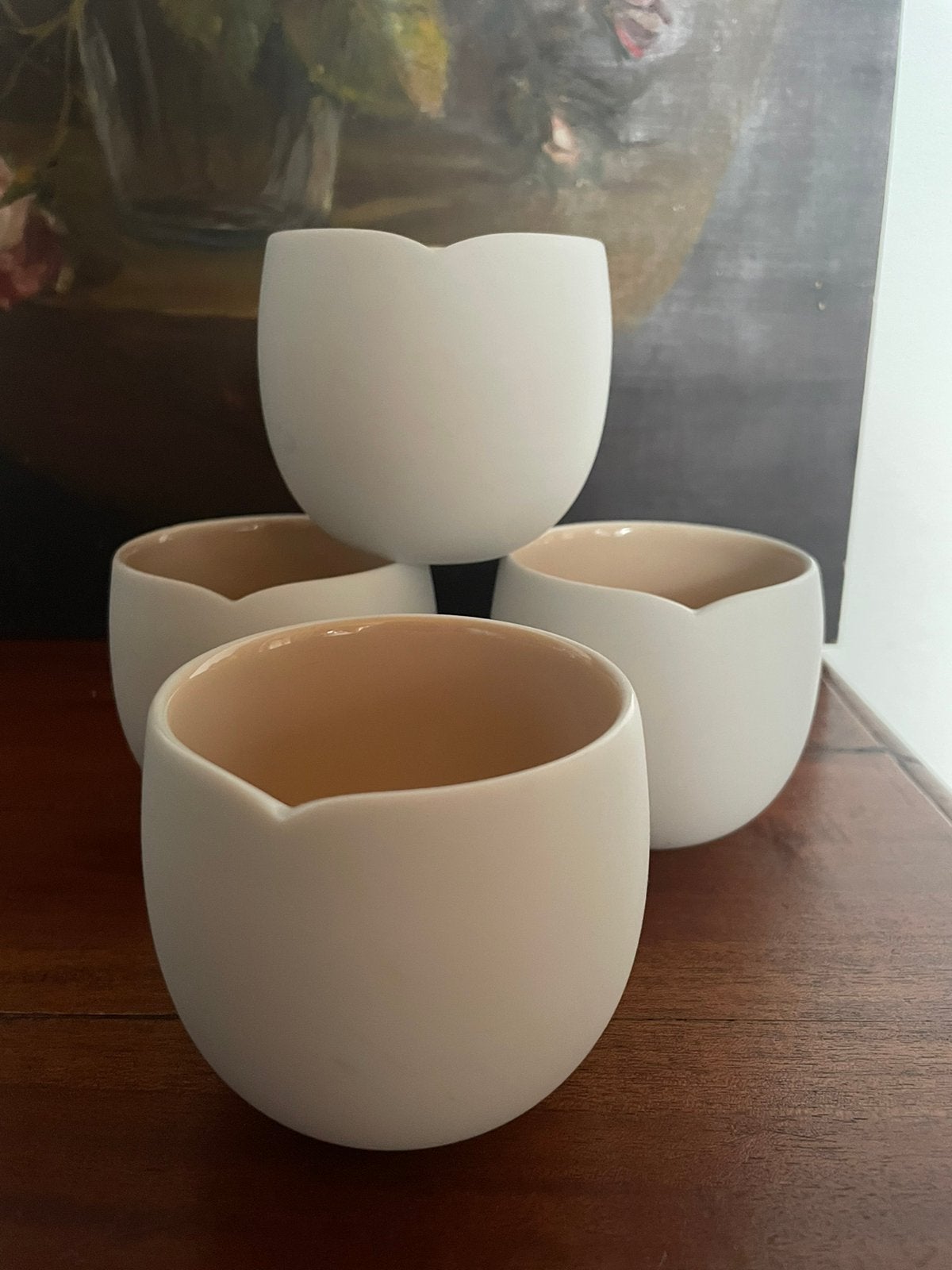 4 Nescafé origin lungo bekers, Huis en Inrichting, Ophalen of Verzenden, Zo goed als nieuw, Overige stijlen, Kop(pen) en/of Schotel(s)