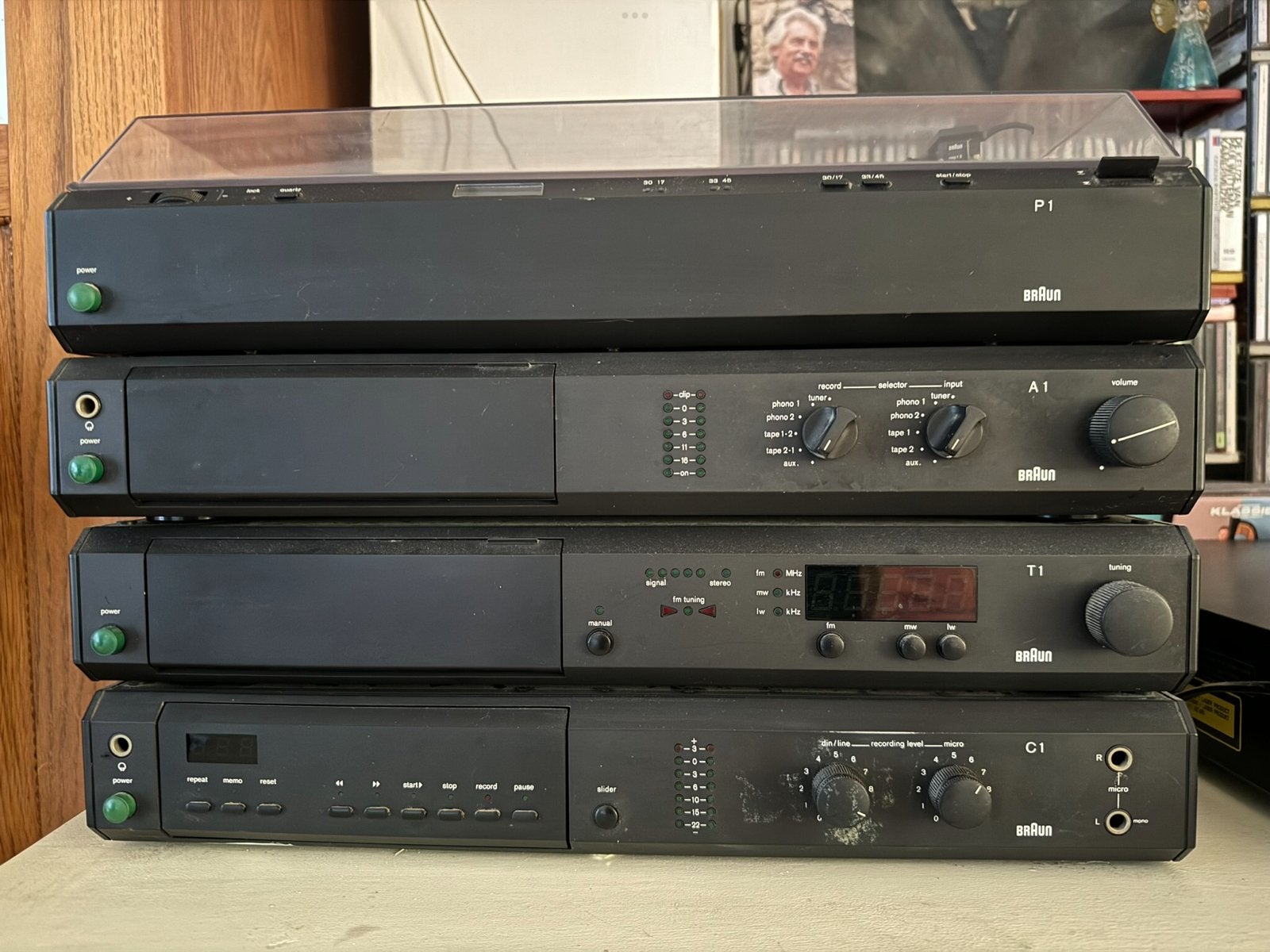 Braun Atelier stereotoren P1, A1, T1, C1 met boxen en boekje, Cassettedeck, Losse componenten, Niet werkend, Ophalen