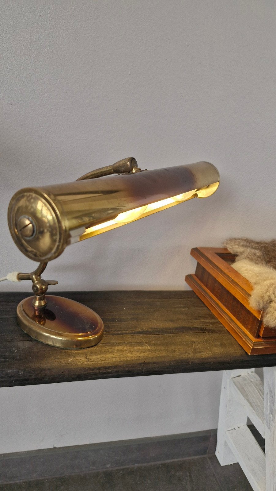 Vintage messing bureaulamp van Pfäffle Leuchten, Antiek en Kunst, Antiek | Lampen, Ophalen of Verzenden