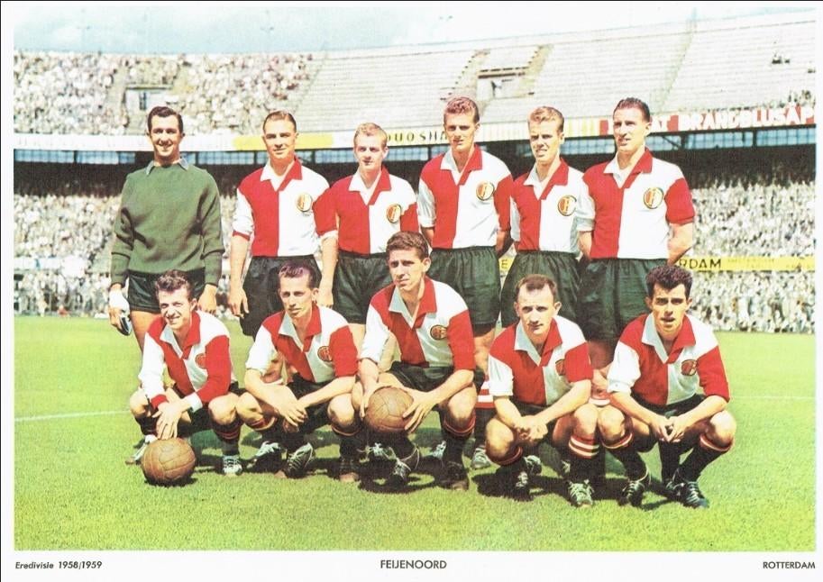1959 plaat Esso Feijenoord, Verzenden, Gebruikt, NAC Breda, Poster, Plaatje of Sticker