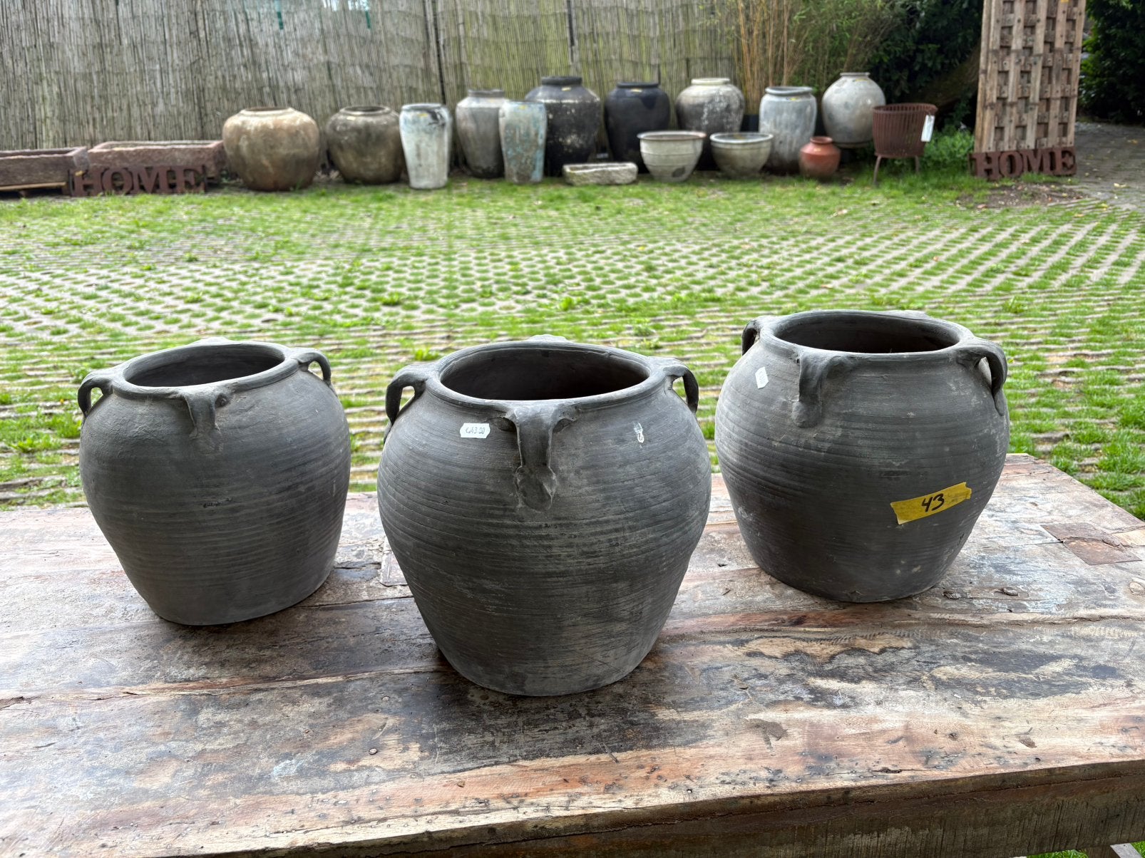 Stoere potten met 4 oren - ACTIE!, Tuin en Terras, Ophalen, Steen, Rond, Zo goed als nieuw