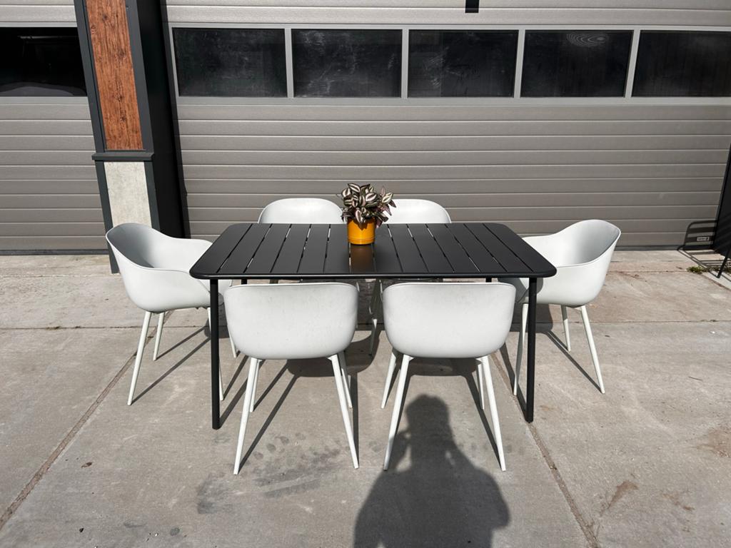 Aluminium tuinset met 6 kuipstoelen