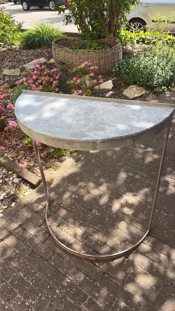 Ijzeren halve tafel, Ophalen, Metaal of Aluminium, Zo goed als nieuw, 75 cm of meer