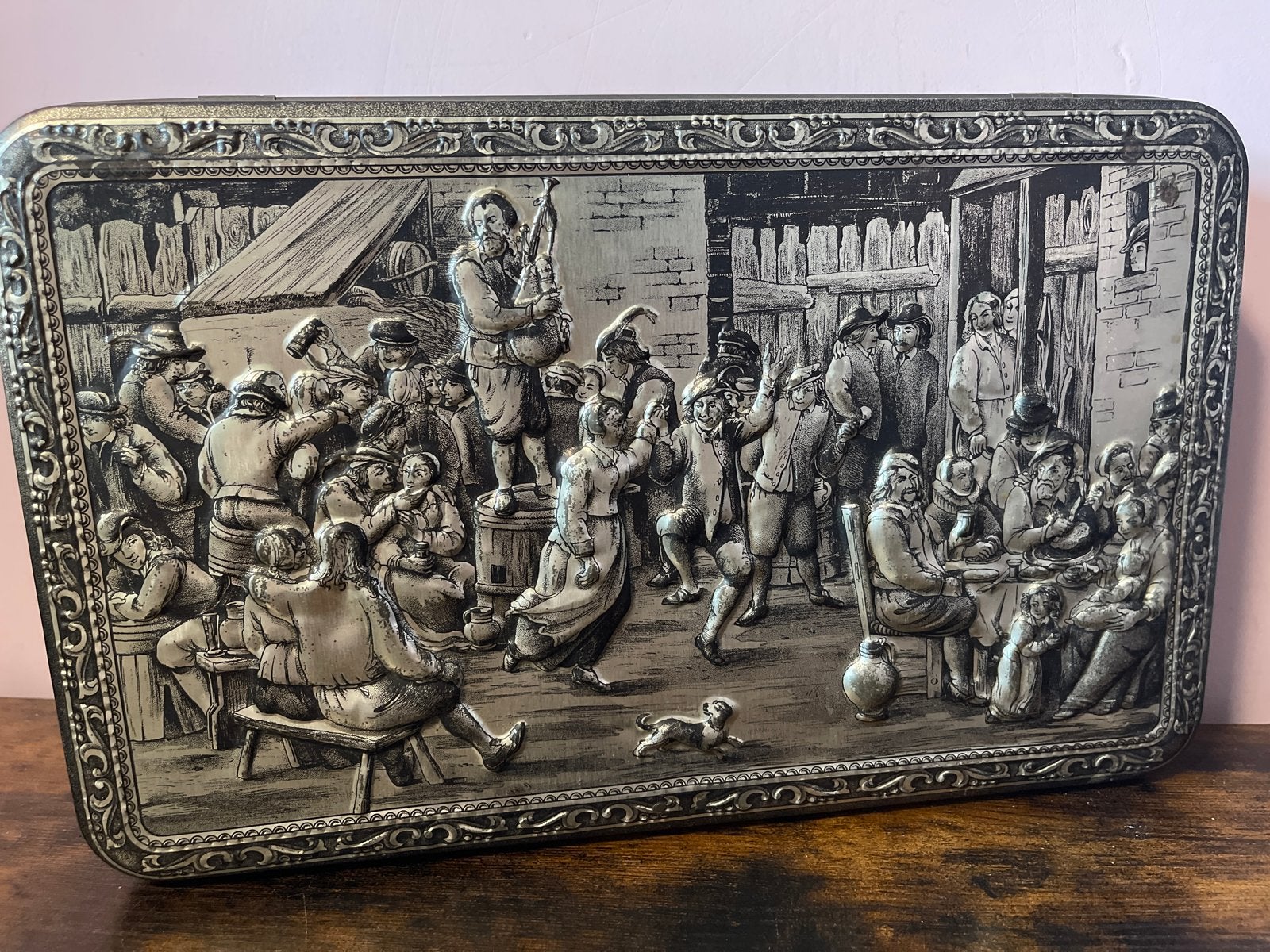 Vintage Teniers koekblik/opbergdoos, DBF België, Ophalen of Verzenden