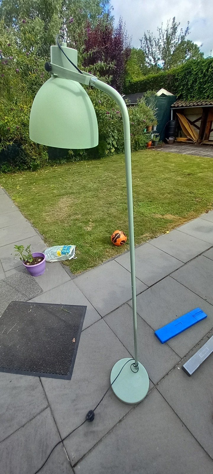 2 groene staande schemerlampen, Ophalen, Kunststof, Gebruikt, E27 (groot)