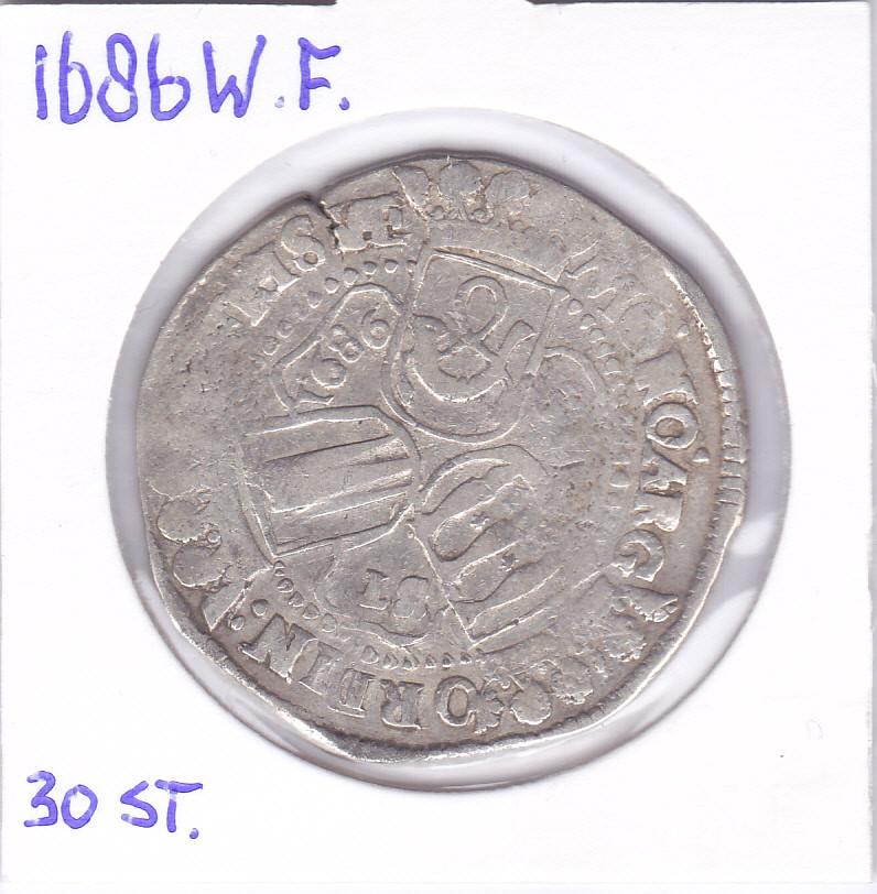30 stuiver 1686 West Friesland voor slechts 95 euro, Postzegels en Munten, Vóór koninkrijk, Zilver, Losse munt, Overige waardes