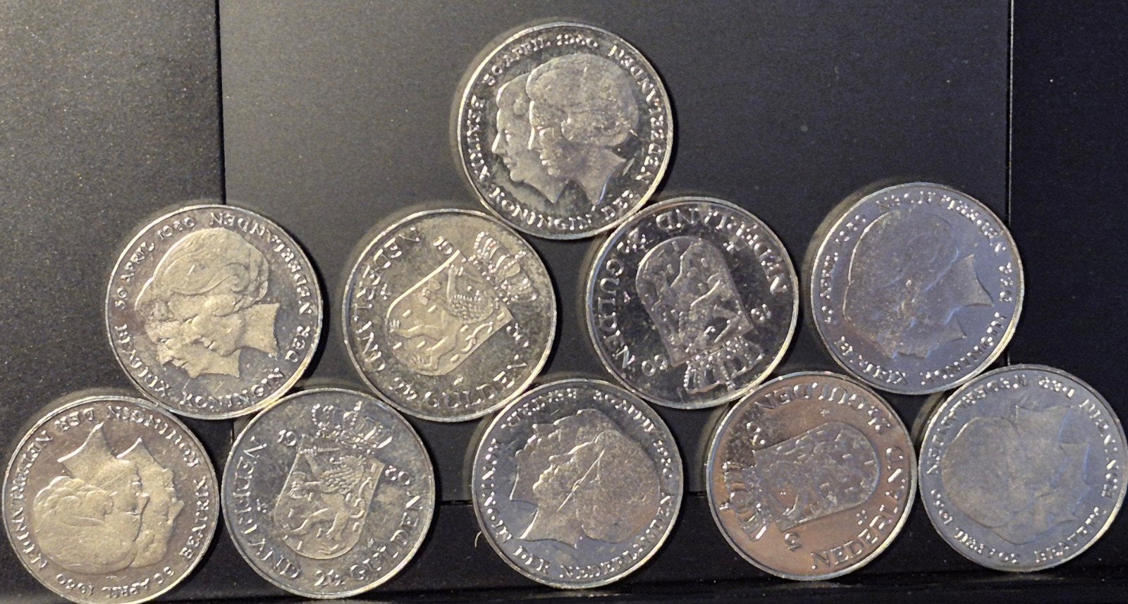 10x Rijksdaalder dubbele kop troonwissel  (1980), Ophalen of Verzenden, Koningin Juliana, 2½ gulden