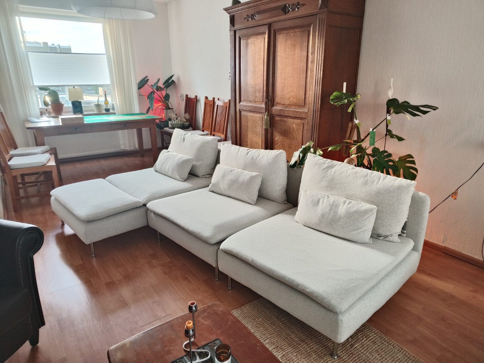 4-zits Söderhamn bank met chaise longue, 250 tot 300 cm, 125 tot 150 cm, Ophalen of Verzenden, Zo goed als nieuw