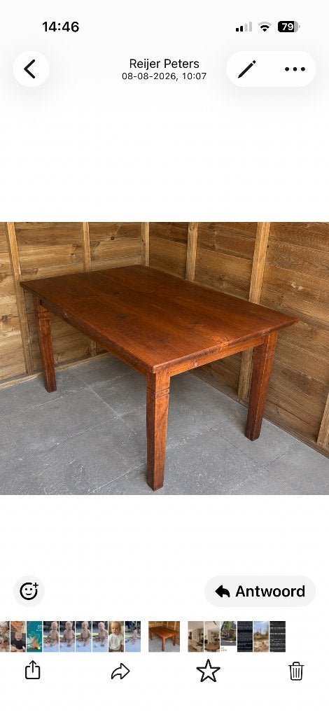 Massief houten eetkamertafel, Ophalen, Gebruikt, 4 tot 6 stoelen