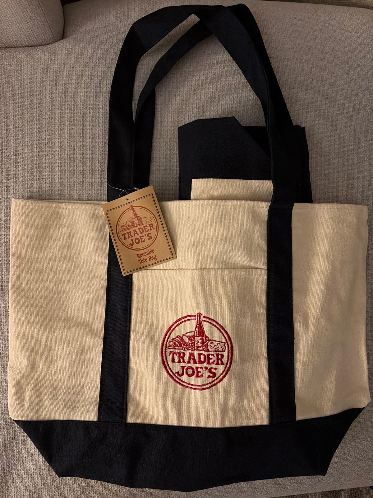 Trader Joe's canvas boodschappentas groot formaat, Ophalen of Verzenden, Nieuw, Beige, Shopper