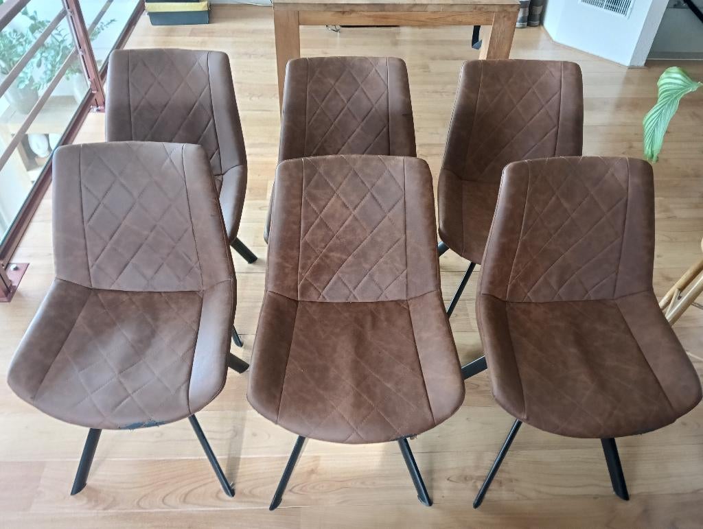 6 eetkamer stoelen cognac, Huis en Inrichting, Stoelen, Ophalen, Overige materialen, Gebruikt, Bruin