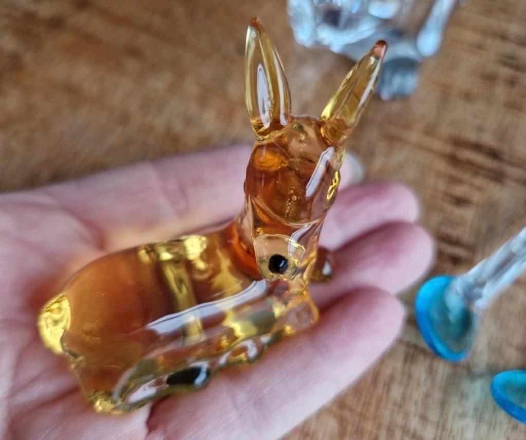Glazen dieren: hert, teckels, muis en lepeltjes, Gebruikt, Meerkleurig, Overige stijlen, Ophalen of Verzenden