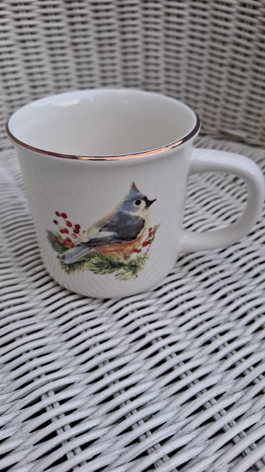Mok met vogelprint - The Christmas Collection, Huis en Inrichting, Keuken | Servies, Keramiek, Ophalen of Verzenden, Zo goed als nieuw