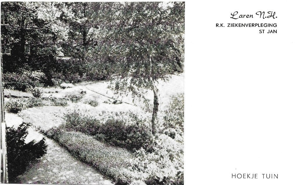 AK Laren - R.K. Ziekenverpleging St. Jan, hoekje tuin, Verzenden, 1940 tot 1960, Ongelopen, Noord-Holland