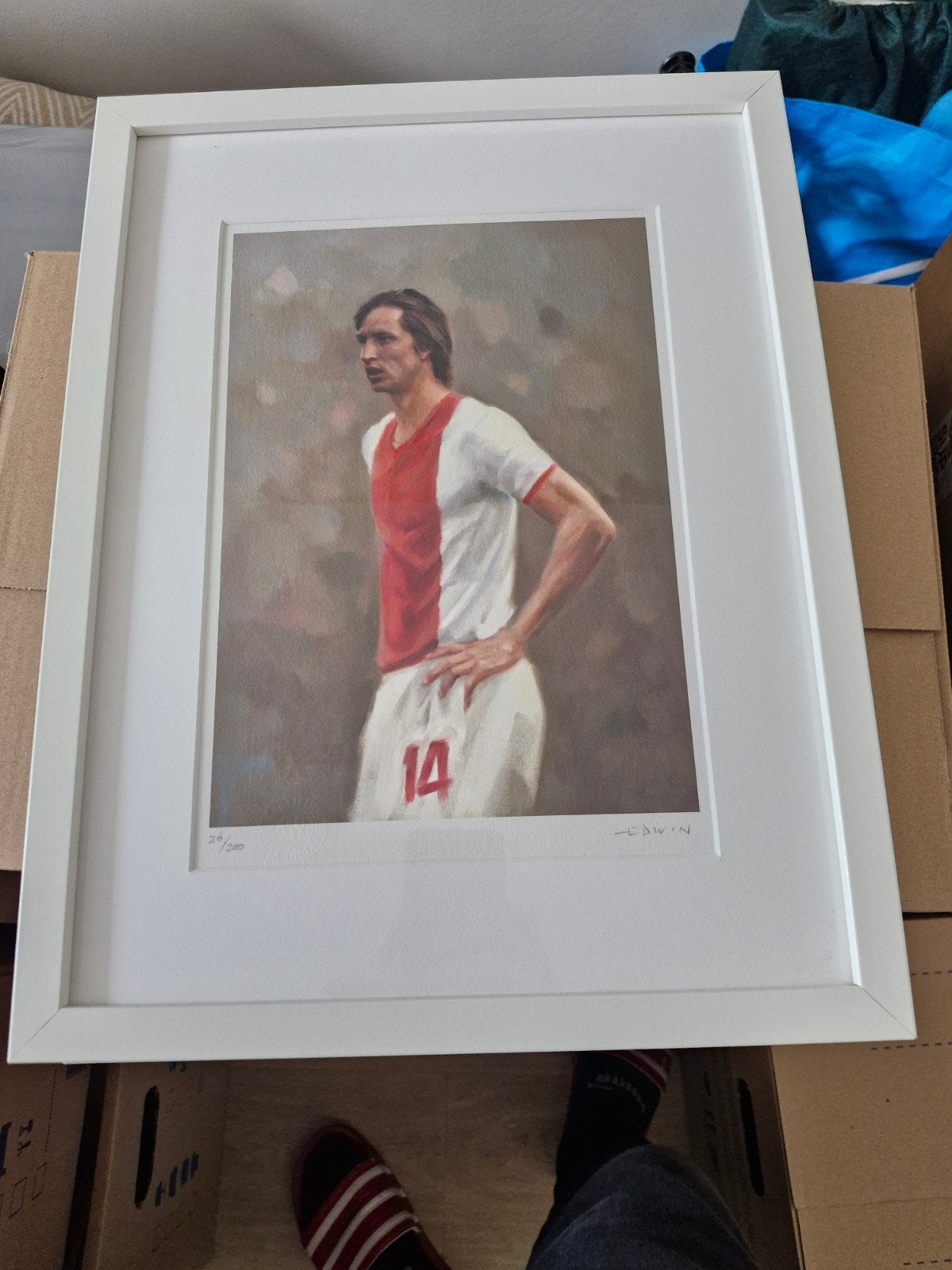 Johan Cruijff '14' - Edwin van den Dikkenberg - Gesigneerd, Antiek en Kunst, Ophalen