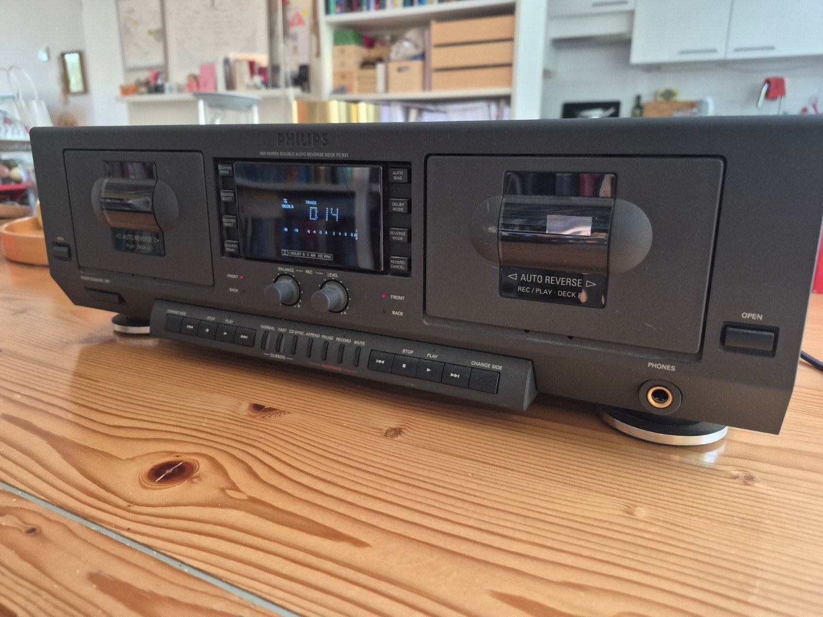 Philips FC931 Dubbel Cassettedeck met Auto Reverse, Ophalen of Verzenden, Dubbel, Philips, Tiptoetsen