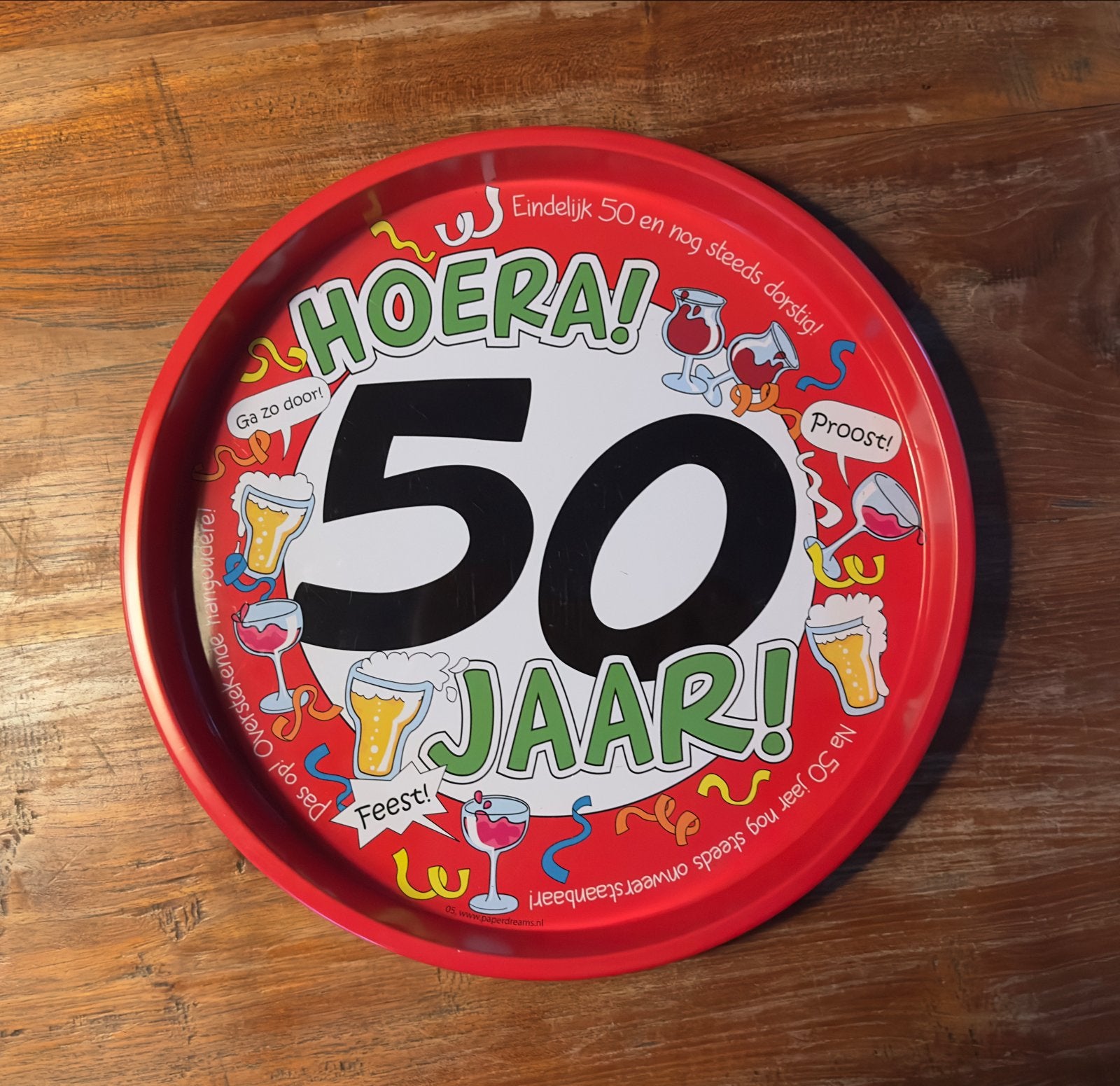 Hoera 50 Jaar! Feestdienblad voor Verjaardag, Ophalen of Verzenden, Gebruikt, Feestartikel, Verjaardag
