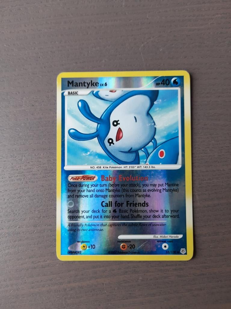 2007 diamond & pearl 55/130 mantyke reverse, Ophalen of Verzenden, Gebruikt, Losse kaart, Foil