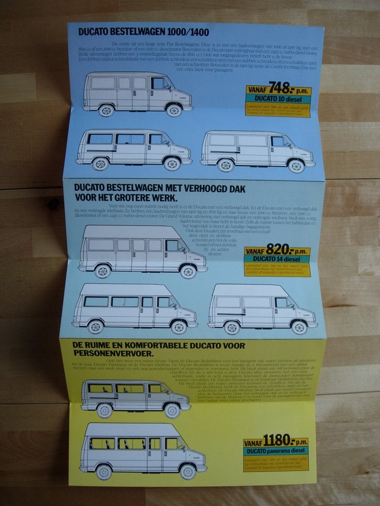 Fiat Ducato Brochure ca 1985, Ophalen of Verzenden, Zo goed als nieuw, Overige merken, Fiat