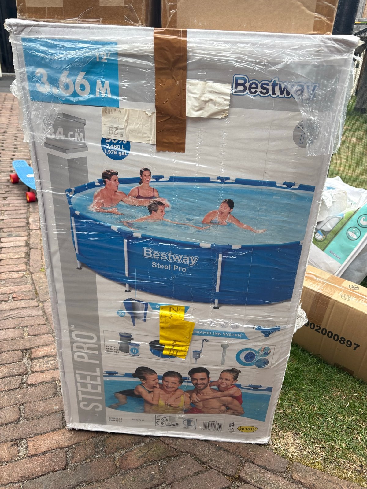 Bestway Steel Pro opzetzwembad 3.66m x 84cm, 80 tot 120 cm, Rond, Ophalen of Verzenden, 300 cm of meer