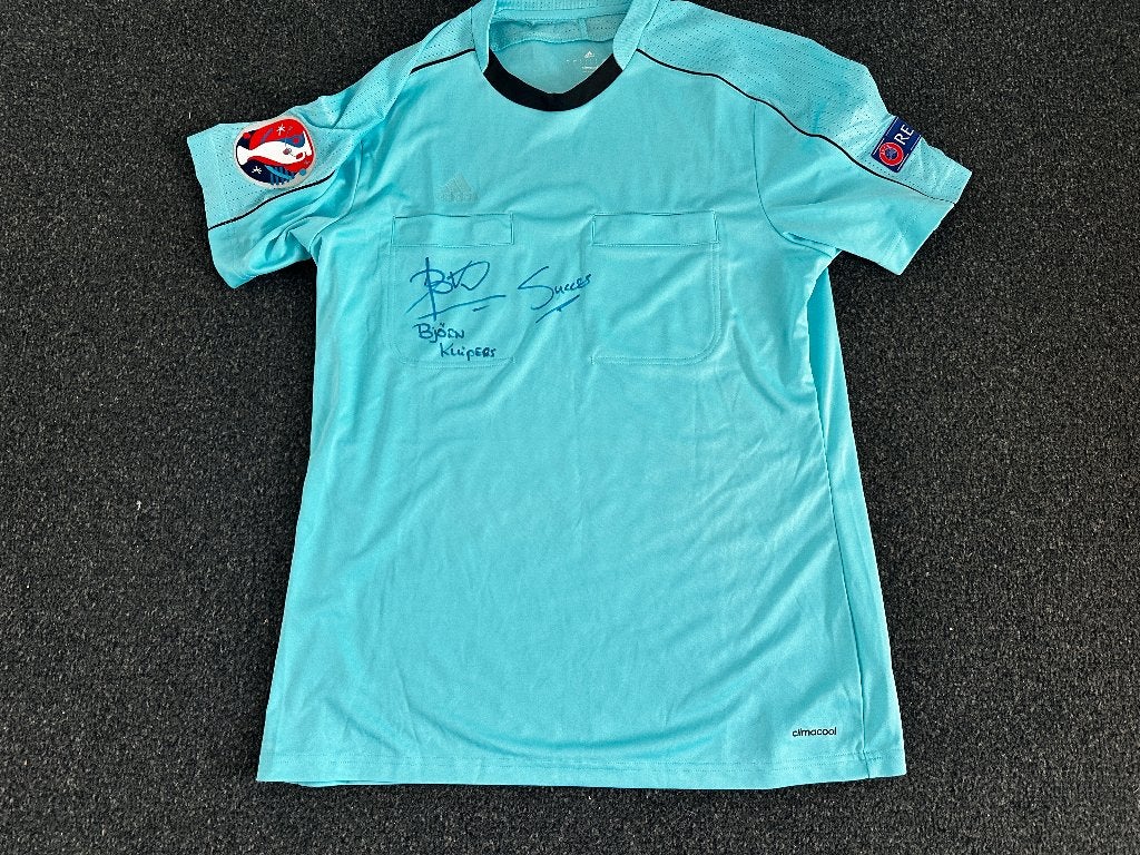 Gesigneerd scheidsrechtershirt, Maat 52/54 (L), Blauw, Ophalen of Verzenden, Zo goed als nieuw