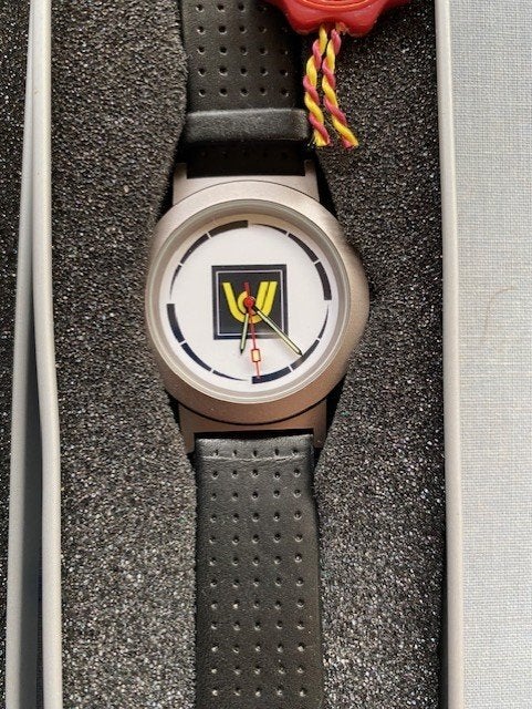 Nieuw WMC timepiece horloge met leren band in origineel blik, Overige merken, Leer, Verzenden, Polshorloge