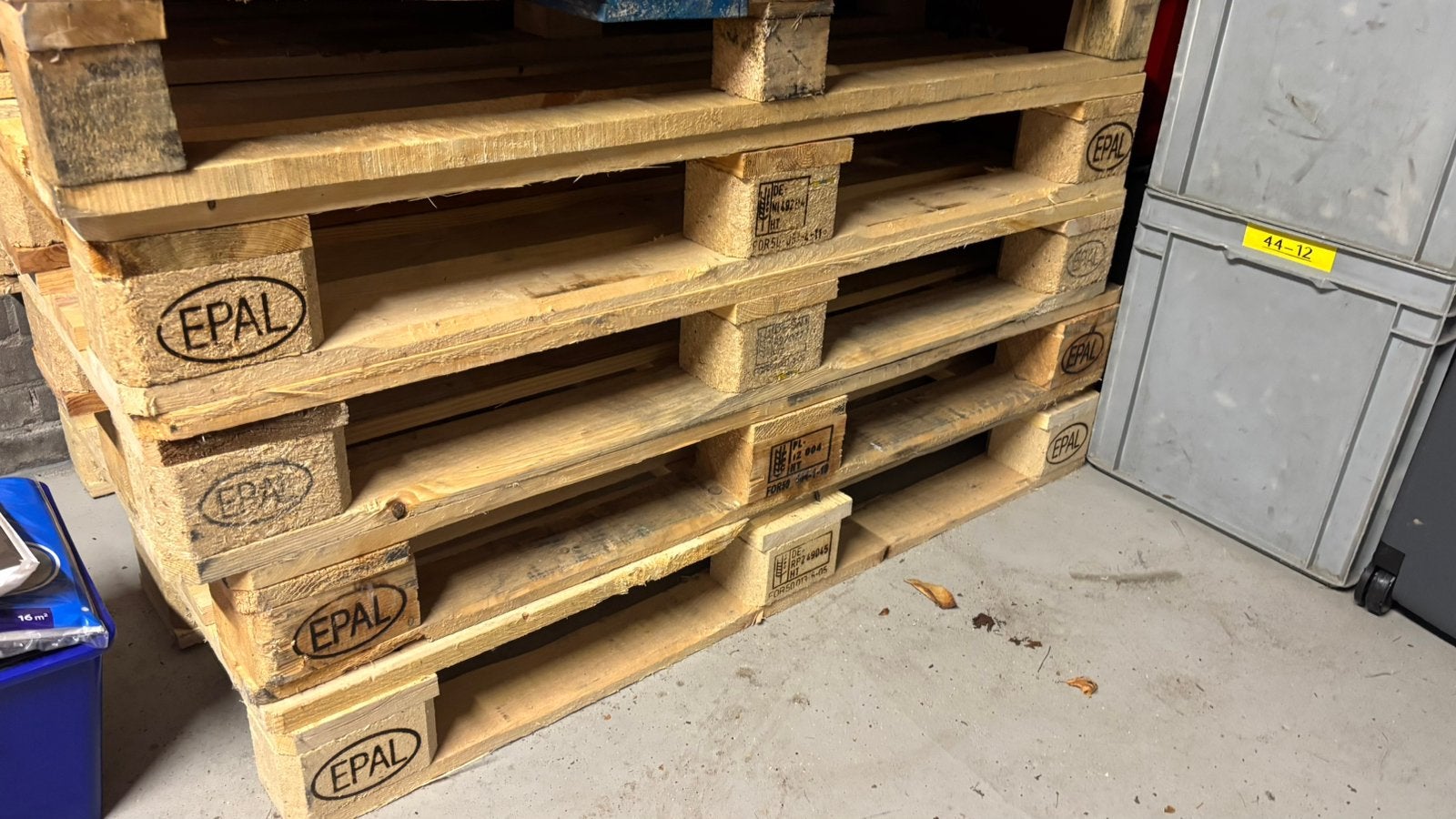 Europallets 4 stuks, Doe-het-zelf en Verbouw, Hout en Planken, Ophalen, 25 tot 50 mm, Zo goed als nieuw, Pallet