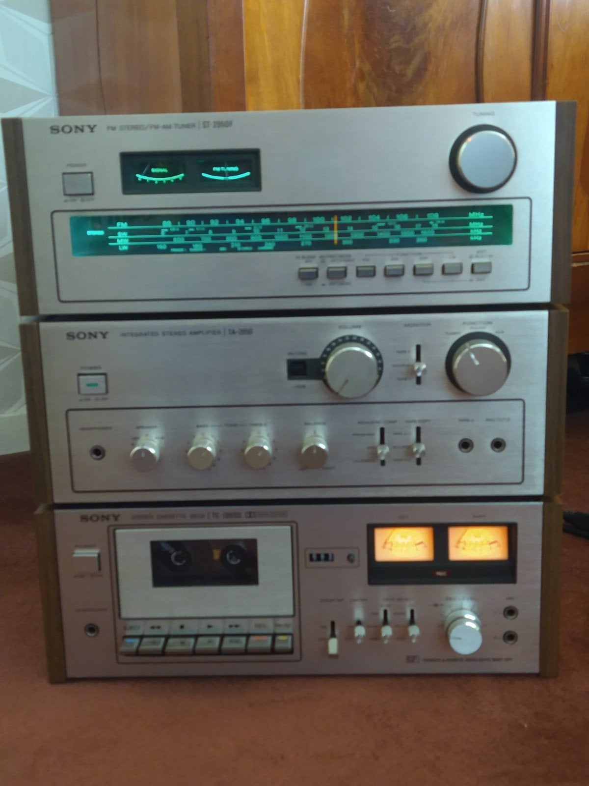 sony stereoset vintage '70s i.z.g.st., Cassettedeck, Zo goed als nieuw, Sony, Losse componenten